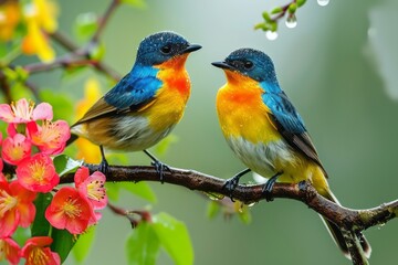 Beautiful two bird. Generative AI