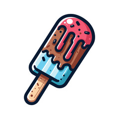 TRIPLE TASTE ICE CREAM STICK ILLUSTRATION VECTOR