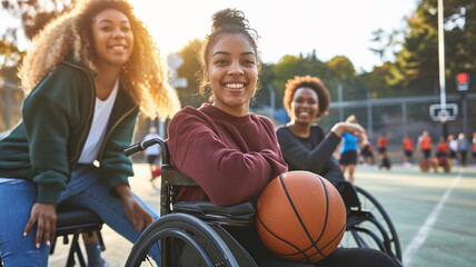 Basketball player in wheelchair - obrazy, fototapety, plakaty