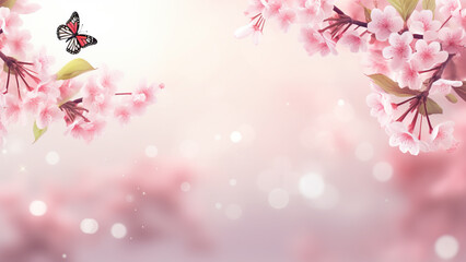 pink spring wallpaper with copy space 