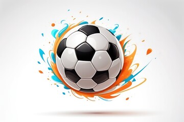 Obraz premium Soccer ball with paints splash on a white background illustration.