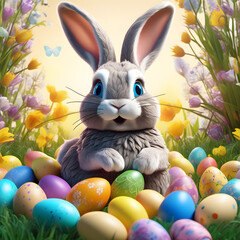 Easter bunnies, AI-generatet