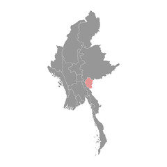 Kayah region map, administrative division of Myanmar. Vector illustration.