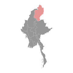 Kachin region map, administrative division of Myanmar. Vector illustration.