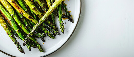 Roasted Asparagus, with empty copy space, food advertising, professional food photography	 - obrazy, fototapety, plakaty