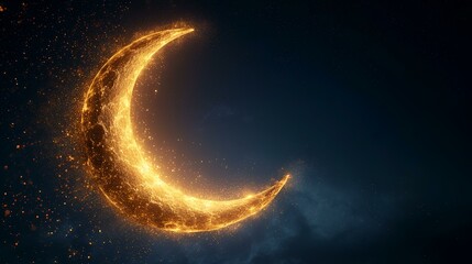 Obraz na płótnie Canvas Ramadan Kareem background with golden crescent moon. 3d rendering
