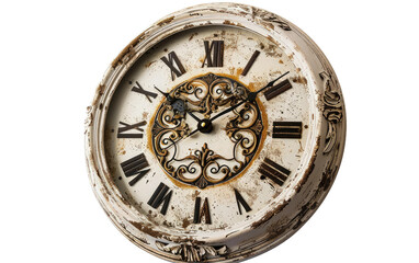 Fototapeta na wymiar French Style Shabby Chic Clock on a transparent background