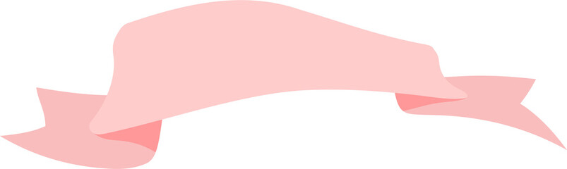 Pink ribbons banner illustration on transparent background.