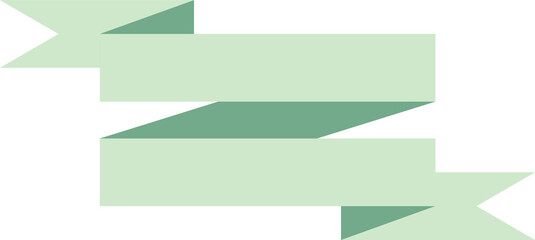 Obraz premium Green ribbons banner illustration on transparent background.