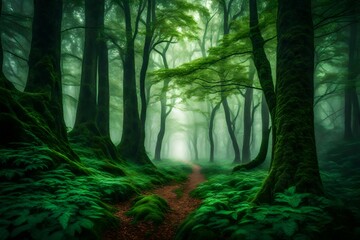 Fototapeta na wymiar misty forest in the morning