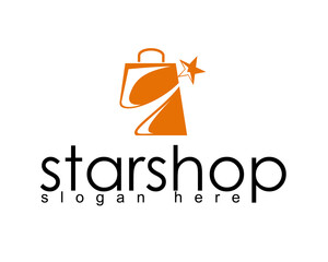 creative bag shop and star logo design template