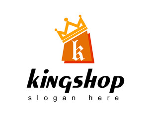 creative kingshop bag shop initials k and crown logo design template