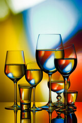 Glass glasses on a color gradient background