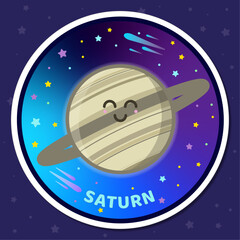 Sticker planeta Saturno adorable © LauraVasi