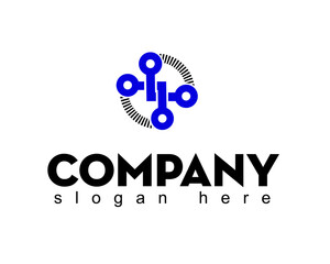 company plus tech icon logo design template