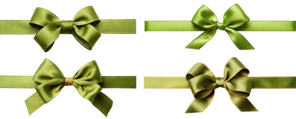 Set of green ribbons and bows, cut out