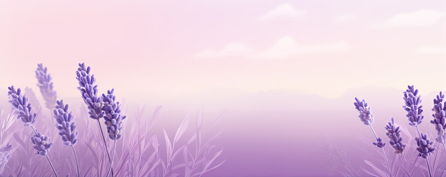 Levander violet background. Pastel levanders flower, copy space for text.