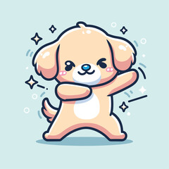 Obraz premium Dog dabbing pose cartoon illustration flat background