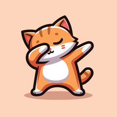 Cat dabbing pose cartoon illustration flat background