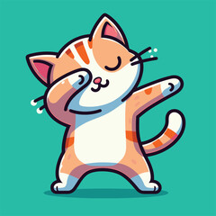 Cat dabbing pose cartoon illustration flat background
