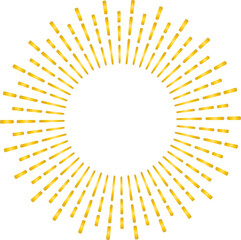 Golden sunburst style isolated illustration on transparent background.