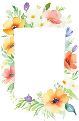 Fototapeta premium watercolor drawing banner place for text colorful flowers with green stems white background