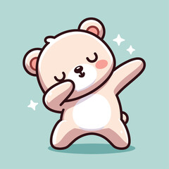 Bear dabbing pose cartoon illustration flat background