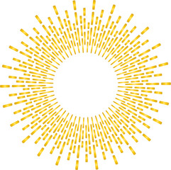 Golden sunburst style isolated illustration on transparent background.
