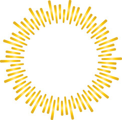 Golden sunburst style isolated illustration on transparent background.