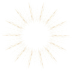 Golden sunburst style isolated illustration on transparent background.