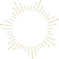Golden sunburst style isolated illustration on transparent background.