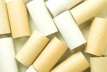 Background of Toilet paper empty rolls,full frame