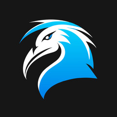 flat bird head modern logo design 