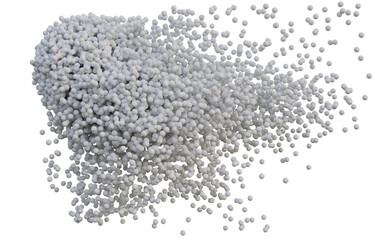 Abstract art white 3d background with scattered small balls particles in white