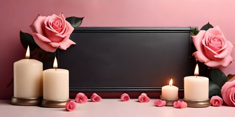 candle and rose petals