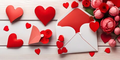 hearts on a wooden background