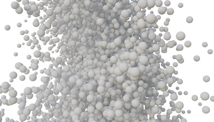 Abstract white 3d background with scattered small balls particles in white