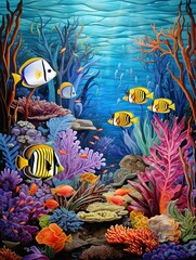 Fototapeta na wymiar Aquatic Wonders: Immersive Marine Life Wall Art for an Enchanting Underwater Ambiance