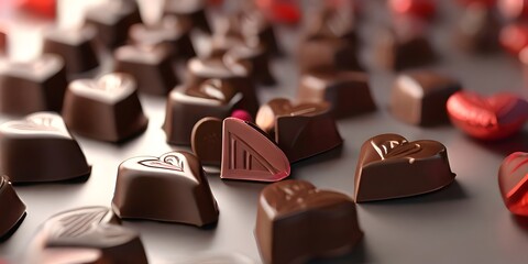 chocolate candy on a red background