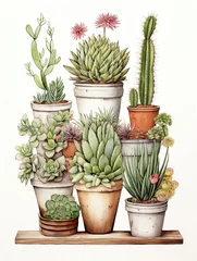 Raamstickers Cactus in pot Desert Hues: Cacti and Succulents Wall Prints for a Unique D�cor Touch