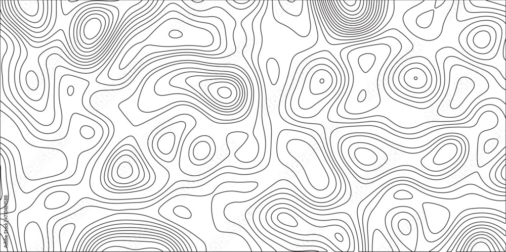 Fototapete ocean topographic line map with curvy wave isolines vector illustration. abstract topographic contou