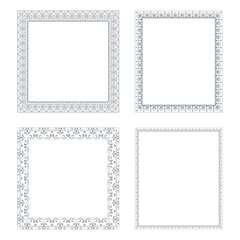 Set of decorative frames Elegant vector element for design in Eastern style, place for text. Floral gray and white borders. Lace illustration for invitations and greeting cards