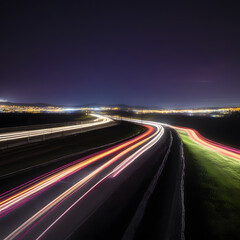 Night light trails, AI-generatet