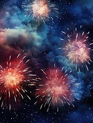 Fototapeta premium Dazzling Night Sky Firework Shows: Captivating Wall Prints for a Mesmerizing Experience
