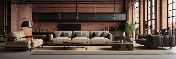 modern living room with sofa - obrazy, fototapety, plakaty
