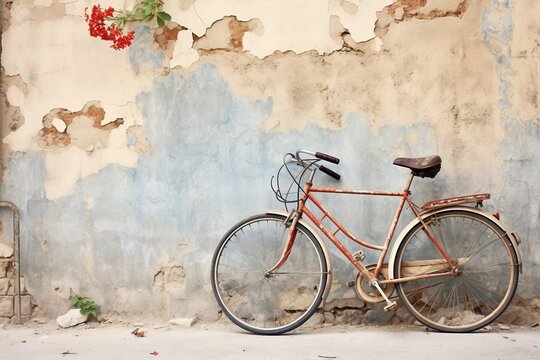 Gritty Elegance Vintage Bicycle on Graffiti Canvas