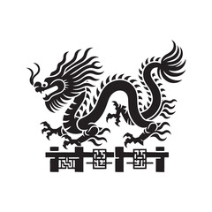 Timeless Beauty Captured: Chinese Dragon Silhouette Stock Perfect for New Year Celebrations - Chinese New Year Silhouette - Chinese Dragon Vector Stock
