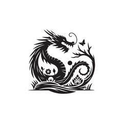 Mystical Elegance Unveiled: A Captivating Collection of Chinese Dragon Silhouette Stock for Enthusiasts - Chinese New Year Silhouette - Chinese Dragon Vector Stock
