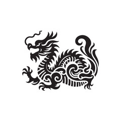 Tranquil Majesty Displayed: Unveiling the Aesthetic Charms of Chinese Dragon Silhouette Stock Art - Chinese New Year Silhouette - Chinese Dragon Vector Stock
