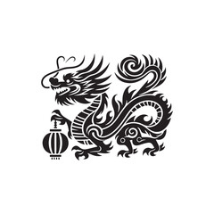 Mythical Shadows Brought to Life: A Captivating Journey through Chinese Dragon Silhouette Stock Collection - Chinese New Year Silhouette - Chinese Dragon Vector Stock
